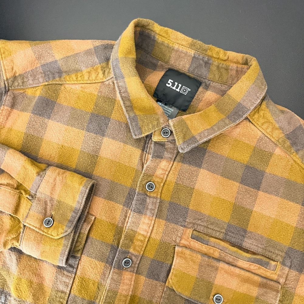 5.11 Tactical Lester Flannel Shirt Mens XL Brown Plaid Long Sleeve Outdoor